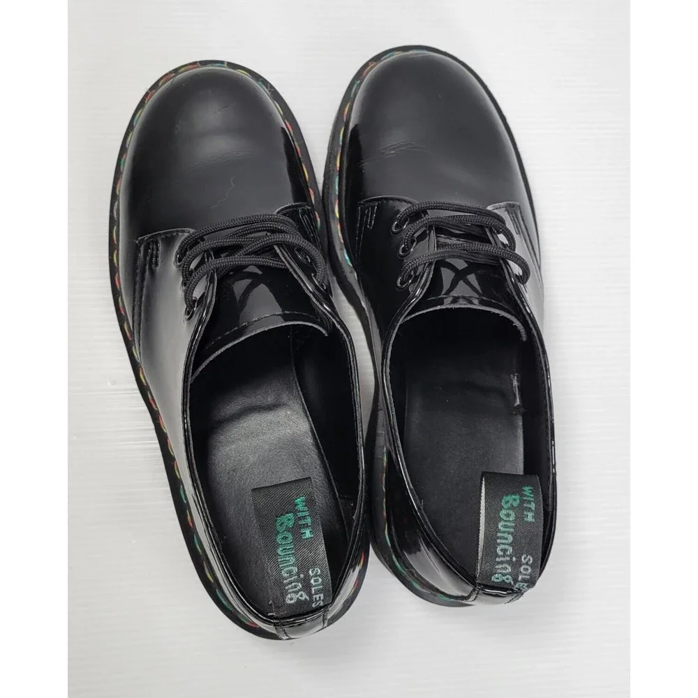 Dr Martens 1461 Limited Edition Rainbow Chunky Quad Platform Shoes Black Docs - Picture 8 of 10